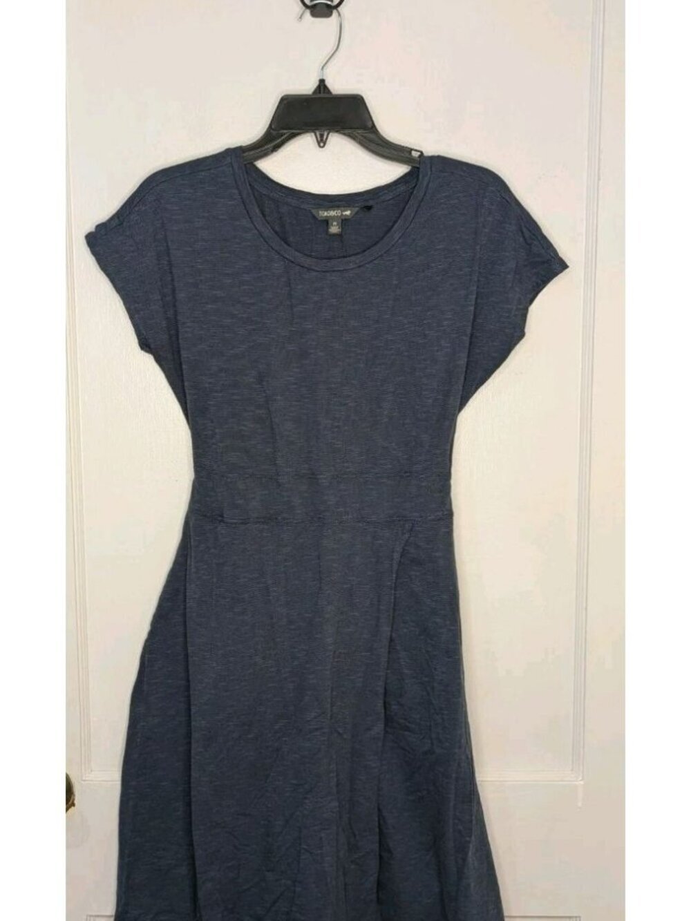 Toad & Co Women's Blue Heathered Cue Wrap Short Sleeve Dress Medium